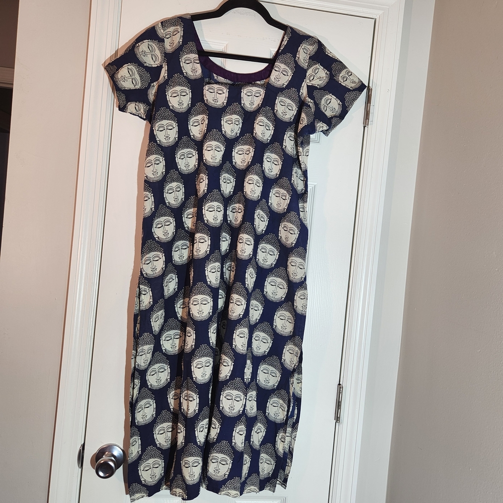Buddah Print Dark Blue Tunic Womens Medium